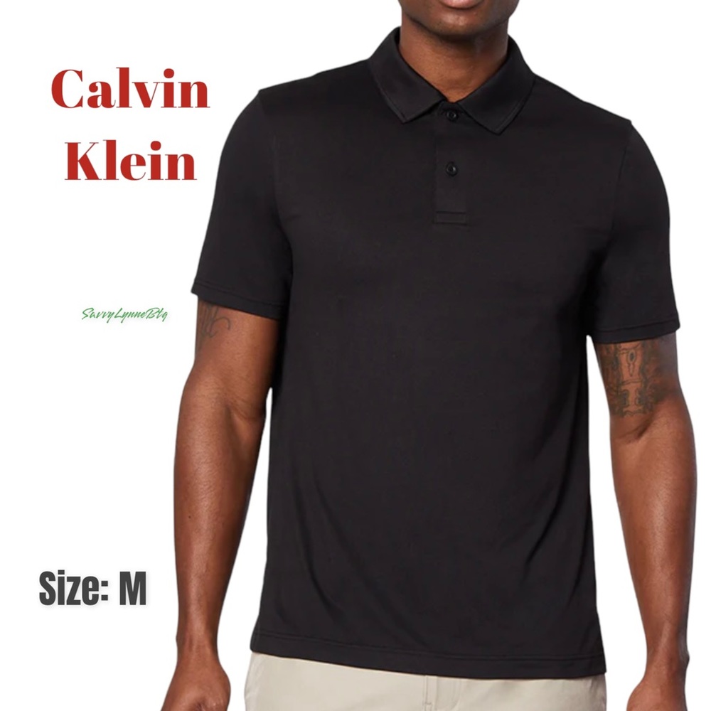 CALVIN KLEIN Black Dress Polo Shirt (M)